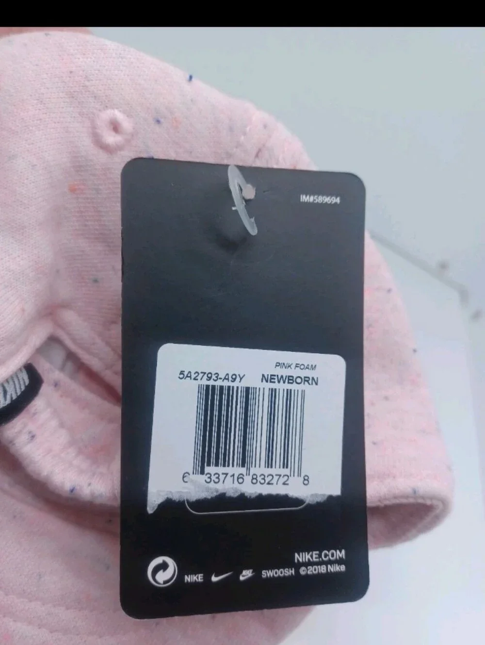 NWT Rare Nike Infants Newborn Girl's French Terry Baseball Cap Hat Soft Pink